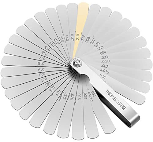 Treki Galgas De Espesores de Acero Inoxidable 32 Cuchillas Galgas Reglaje Válvulas, Herramienta de Medición 0,04-0,88mm, Feeler Gauge Calibre de Espesores Métrica e Imperial