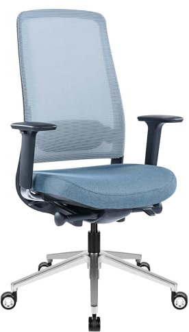 Weber Büro FILO-B 2.0 Ergonomischer Bürodrehstuhl | Lendenwirbel-Lordosenstütze | Netzrücken | 4D-Armlehnen | Komfortsitz | Blau