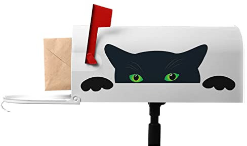 Numland Standard-Briefkasten-Abdeckung, schwarzes Gesicht, Katze, magnetisch, Briefkasten, Wraps für Garten, Hof, 53.3 cm Lx45.7 cm B neugierige, lustige Katzenverstecke und Peeps mit grünen Augen