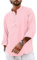 YAOBAOLE Mens Summer Button Up Shirts Long Sleeve Linen Mens Vacation Henley T Shirt Pink 3XL