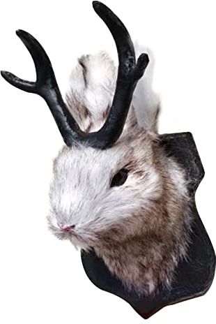ACAREY Wanddekoration aus Hirschgeweih, Wanddekoration, Hasenkopf, mit Hirschgeweih, hängende Figur, Kaninchen, Tierkopf, für Wohnzimmer, Schlafzimmer, Haus, Büro