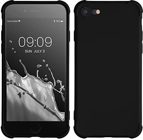 kwmobile Case Compatible with Apple iPhone SE (2022) / iPhone SE (2020) / iPhone 8 / iPhone 7 - Cover in Soft TPU Phone Case with Camera Protection - Black Matte