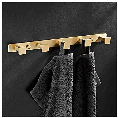 CAZARU Coat rack Wall Mount Coat Hooks Light Luxury All-brass Brushed Door Hanger behind the Bathroom Coat Hook Wall-mounted Row Hook Living Room Key Hook Wall-mounted coat rack