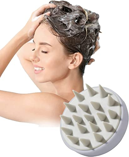 Phantasy® Kopfhaut Massagebürste, Shampoo Silikon Haarbürste für Peeling und Kopfmassage verwendet werden, um die Durchblutung der Kopfhaut zu verbessern, Grau-1