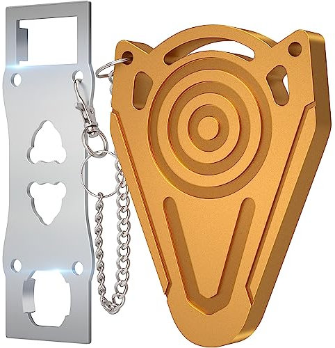 Metal Portable Door Lock for Travel Hotel Room Safety - Hotel Door Locks for Travelers Security, Extra Door Lock from Inside, Apartment Room Security Latches & Bolts Travel Essentials, Gold