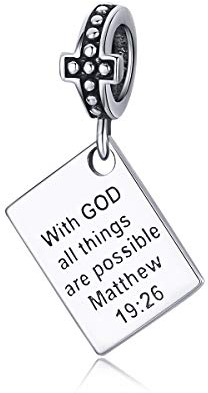 NINGAN 925 Sterling Silber Bibel Anhänger Der Charme von Schriftinschriften Religiöser Glaube Anhänger kompatibel mit Damen-Armband Halskette
