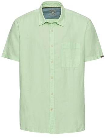 camel active Herren Kurzarm Hemd aus einem Leinen-Baumwoll-Mix Pistazie, Menswear-XL