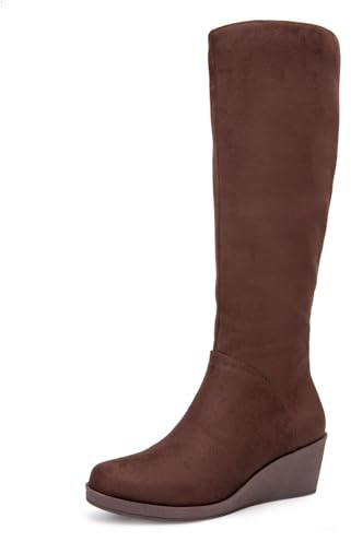 Aerosoles BINOCULAR Tall Wedge Boot, Java Stretch Faux Suede, 8M
