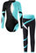 TiaoBug Mädchen Langarm Turnanzug Farbblock Gymnastikanzug mit Sport Leggings Streifen Hose Zweiteiler Ganzkörper Anzug Eiskunstlauf Leotard Türkis E 122-128