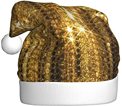 QQLADY Gold Pailletten Sparkle Santa Hut für Erwachsene Weihnachtsmütze Xmas Urlaub Hut für Neujahr Party Supplies