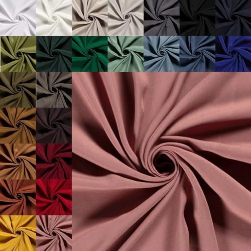 Generisch Viskose Uni Meterware - luftiger Viskosestoff einfarbig - fließender Blusenstoff, leichtes Sommerkleid nähen - Ökotex 100 *Ab 50cm, Farbe: 012 Altrosa