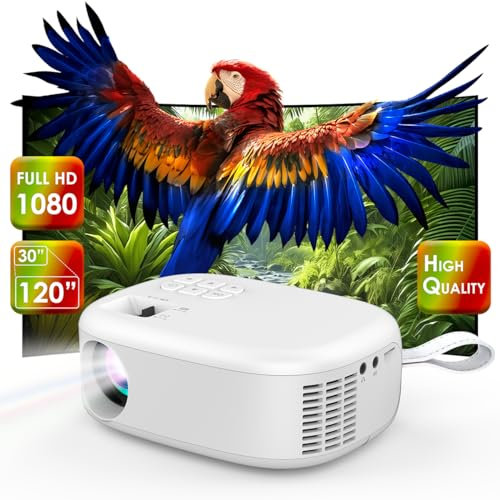 NK Mini Proyector Portátil Soporte 1080P (Tamaño 30-120) - Alta Resolución LED, Altavoz Integrado, Entrada USB, HDMI, AV, Auricular, Compatible Móvil, Tablets, PC, PS4, PS5 y TV Stick