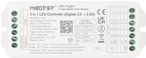 LGIDTECH PZ5 Zigbee 3.0 High Power 5-in-1 LED-Controller, DC 12–48 V, max. Ausgangsleistung: 20 A, kompatibel mit Philips Hue