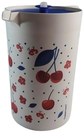 TUPPERWARE Kirschen Kirschen Klassisch Krug 2qt/2L mit Druckknopf Dichtung blau groß