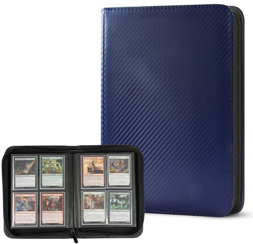 Sammelkarten Album, Groß Kapazität Karten Sammelalbum Karten, 30 Seitlich Sammelkarten Ordner für 240 Karten, Reißverschluss Binder für Kartensammler Sammelordner, Sammelkarten (blau)