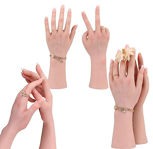 LCUPPON Realistische Silikon Weibliche Hand Schaufensterpuppe für Schmuck Display Tattoo Training Fotografie (Bräune)