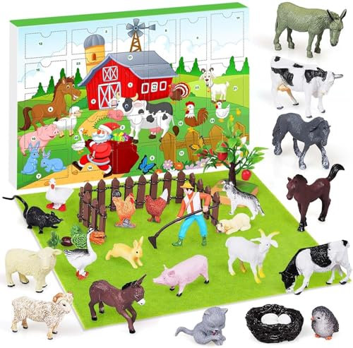 iZoeL Adventskalender 2024 Kinder Junge 3 4 5 6 7 8 9 10 Jahre - Tiere Bauerhof Adventskalender Tiere Hunde Farm Weihnachtskalender für Klein Kinder Jungen Mädchen