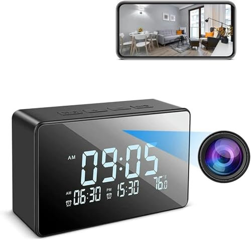 BTOIASYHF Monitoreo De Reloj Digital De HD Full HD Monitoreo De Doble Despertador Show Security Security Nanny CAM