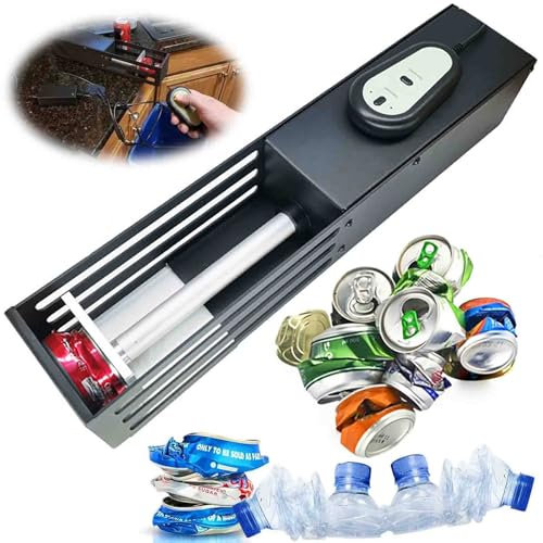 Pressa elettrica per lattine (funzionamento tramite controller) - Compressore per lattine (160~500 ml)/bottiglie d'acqua in plastica (250~350 ml), motore ad alta potenza, strumenti di riciclaggio ec