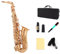 HDYNUZ Eb Altsaxophon Goldlack Messing Musikinstrument mit Etui Handschuhe Reinigungstuch Bürste Saxophongurt für Anfänger Aldult