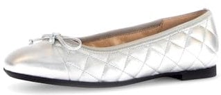 Gabor Damen Klassische Ballerinas, Frauen Flats,Pumps,Halbschuhe,Sommerschuhe,Slipper,Ballerina-Schuhe,Ballett-Schuhe,flach,Silber,38 EU / 5 UK