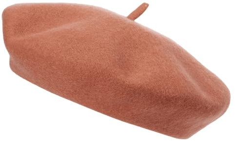 Gadgets Mafia Boina de lana francesa para mujer, sombrero clásico vintage liso unisex para invierno y otoño, suave y cálido para exteriores, Luz Naranja, Talla única