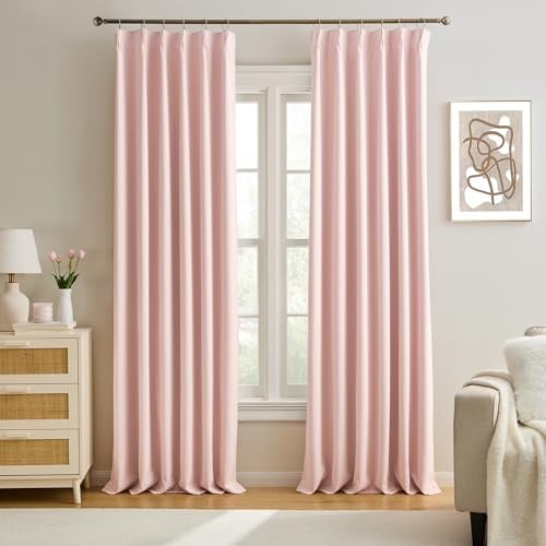KEQIAOSUOCAI Plissee-Vorhänge, 308 cm lang, energiesparend, Fensterbehandlung, Sichtschutz für Wohnzimmer, vertikales Schienensystem, Elegante Hakenpaneele (Babyrosa, 2 Stück, B 40 x L 120)