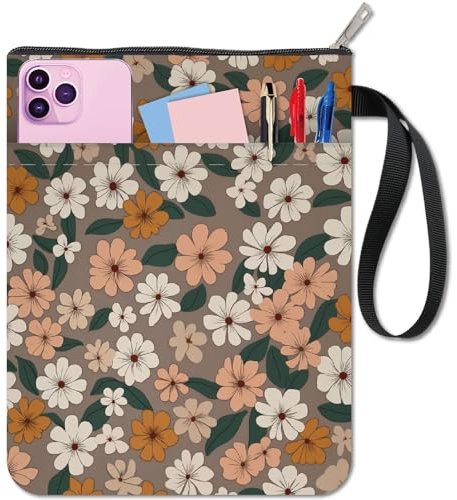 CRASPIRE Copertina per Libro Floreale Custodia per Libro Floreale in Tessuto Lavabile per Quaderni con Copertina Flessibile con Cerniera e Tasca Extra per Tasca Borsa per Amanti dei Libri Compagni