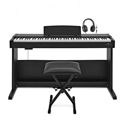 VISIONKEY-500 88-Key Hammer Action Digital Piano USB MIDI with Stool and Headphones, Matte Black
