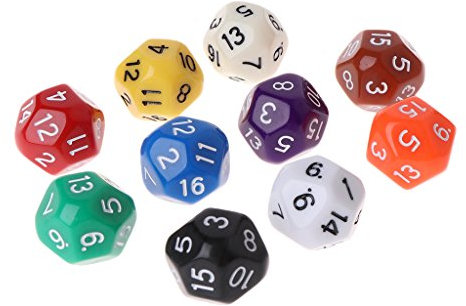 HYROOY 10 dadi poliedrici D16 a 16 lati per giochi da tavolo