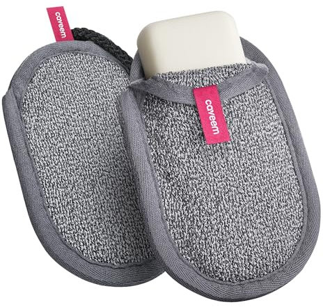 CAVEEM Seifensäckchen, Sanfte Peeling-Oberfläche, Seifennetzsäckchen zur Körperreinigung, Badebeutel mit Henkel für Dusche und Bad (2er Pack)