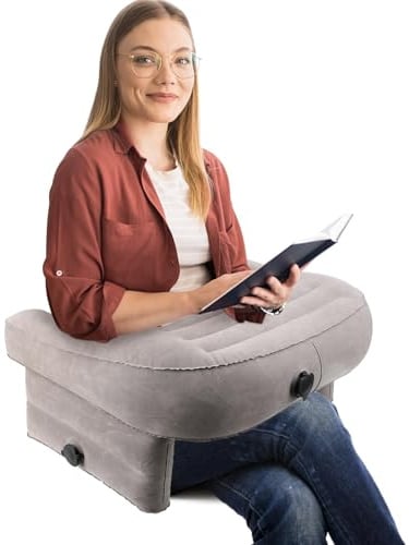 Ejoyous Inflatable Reading Pillow for Gaming, PVC Lap Desk Pillow Adjustable Large Arm Rest Pillow Portable Gaming Pillow for Bed and Sofa
