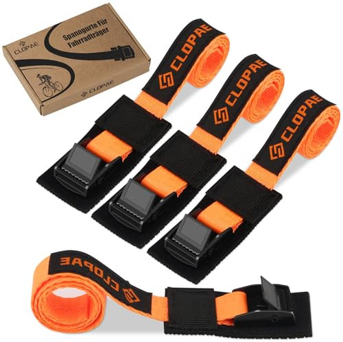 CLOPAE Lot de 4 sangles d'arrimage courtes avec boucle de serrage - Longueur : 40 cm - Largeur : 20 mm - Charge maximale : 200 kg - Pour barres de toit, vélo, vélo électrique, kayak