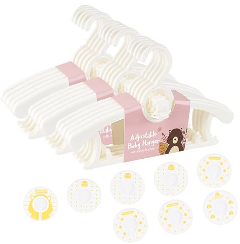 Kleiderbügel Kinder Kunststoff 30 Stück, Ausziehbare Kinderkleiderbügel 29-37cm, Babykleiderbügel Antirutsch Platzsparende, mit Stapelbaren Bärchen-Haken, Kinderbügel für Kinderbekleidung, Weiß