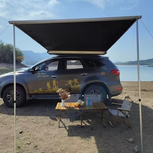 Caravan Sun Canopy,Waterproof Awnings,Car Camping Tent,Car Overlanding Awning Pull-Out Vehicle Shades, Side Awning Shelter,Retractable Car Side Awning, For SUV/Truck/Van(160X250cm/5.2X8.2ft)
