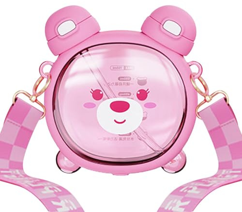 Yplkm Borraccia Per Bambino, Orso Ka-waii, 750 Ml A Prova Di Perdite, Bottiglia Trasparente Portatile Indossabile Da Bere