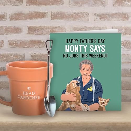 Monty Don Father's Day Card And Head Gardener Pot And Shovel Spoon - Card And Gift Bundle