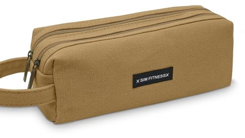 X SIM FITNESSX Federmäppchen Federtaschen Teenager Mädchen Mäppchen Etui Stifte Schulmäppchen Pencil Case Stiftetasche für Schule & Büro (Rechteckig Braun)