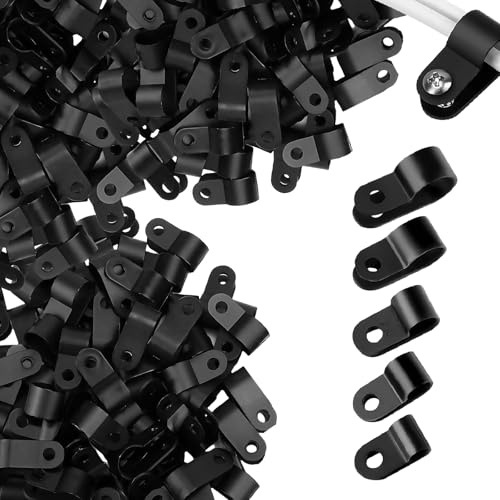 240 Stück R Typ Kabelhalter Wand, Kabelklemmen Wand, Kabelschellen Schwarz, Zugentlastung Für Kabel für Büro Schreibtisch Zuhause Kabel Auto Drahtmanagement 5 Größen