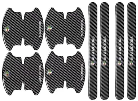 YIXIEDING Türgriff Schutzfolie für Alfa Romeo Junior 2024 2025, Kratzschutz Aufkleber für Türgriffe und Mulden, 8 Teiliges Schutz Kit, Lackschutzfolie Aufkleber Set für Auto,Black