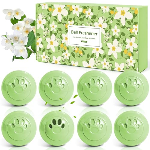 Scent-Hi Desodorierungsbälle für Turnschuhe, Schließfächer, Sporttaschen | Schuh Deo, Ideal auch für Häuser, Büros, Einfaches Twistlock - Frischer Jasmin 8er-Pack