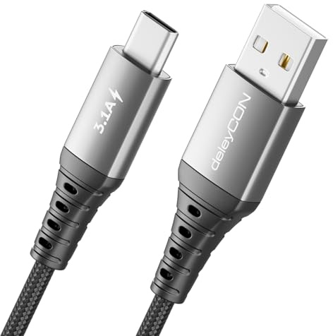 deleyCON 1,5m USB C Kabel 3.1A Ladekabel Datenkabel USB-A auf USB-C Cable für iPhone 17 16 15 Pro Max Air Galaxy A16 A56 S26 S25 S24 S23 Pixel iPad Pro Notebook AirPods Tablet Switch PS5
