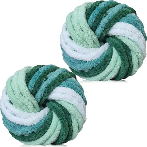 Xtrillogen 500g(2 x 250g) Dicke Wolle zum Stricken,Chenille Wolle zum Häkeln,Häkelgarn Baumwolle,Flauschig Chunky Yarn,Knitting Chenille Garn,Weben von Taschen,Schal,Decke,Mützen (Wolkenmeer)