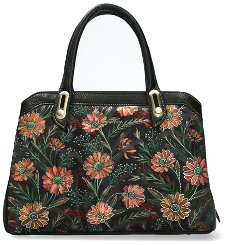 Laura Vita Damen Henkeltasche mit Blumenmuster und Umhängeriemen Aramis 05