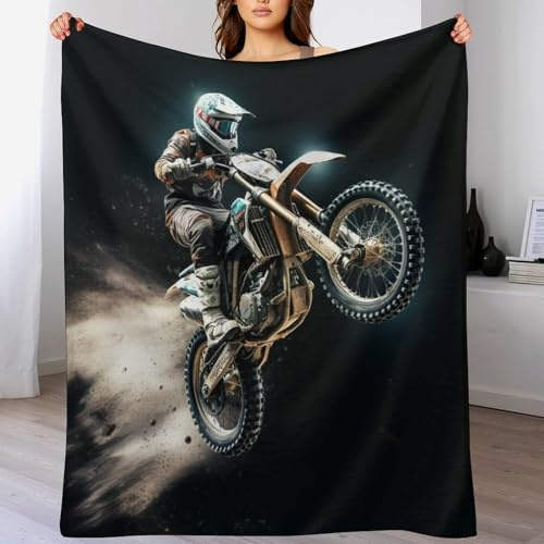 Motocross Decke Fleecedecke,Weiche Warme Überwurfdecken Kinder Oder Erwachsene Für Bett Couch Stuhl Four Seasons Wohnzimmer 140×180cm