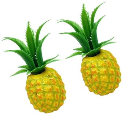 TOYANDONA Lebensechte Ananas Deko aus Kunststoff, Dekofigur | Supermarkt und Büro, Realistische Fruchtform, Geeignet für Geburtstag und Feiertag, 2 Stück