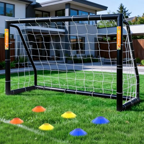 Ryuhic Fußballtor für Garten - Robustes Fussballtore Outdoor Training - Einfacher Aufbau Fußballtor mit Stahlrahmen oder PVC Rahmen, Klappbar oder Feststehend – für Training, Garten und Verein