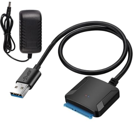 HCUSR USB 3.0 to SATA Adapter Cable, UASP Supported 10TB 2.5/3.5 Inch Hard Drive Dock Converter with 12V/2A Power Adapter, Plug & Play External HDD/SSD Reader for PC, Laptop, TV, Data Recovery
