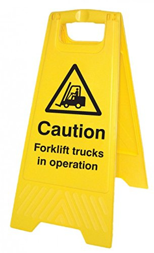 Caledonia Signs 58523 Free-Standing Floor Sign, Caution Forklift Trucks in Operation