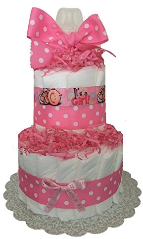 Pink Diaper Cake, Girl Baby Shower, It's a Girl Baby Shower, Baby Girl Pink Shower Decor